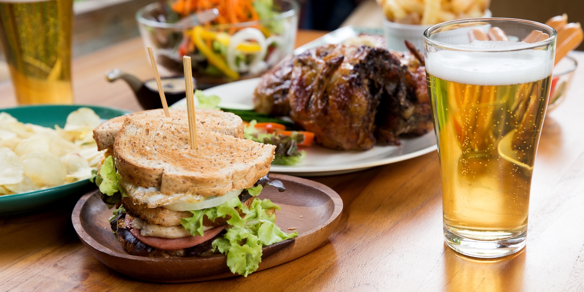 A table full of food choices in Kooskia Idaho.